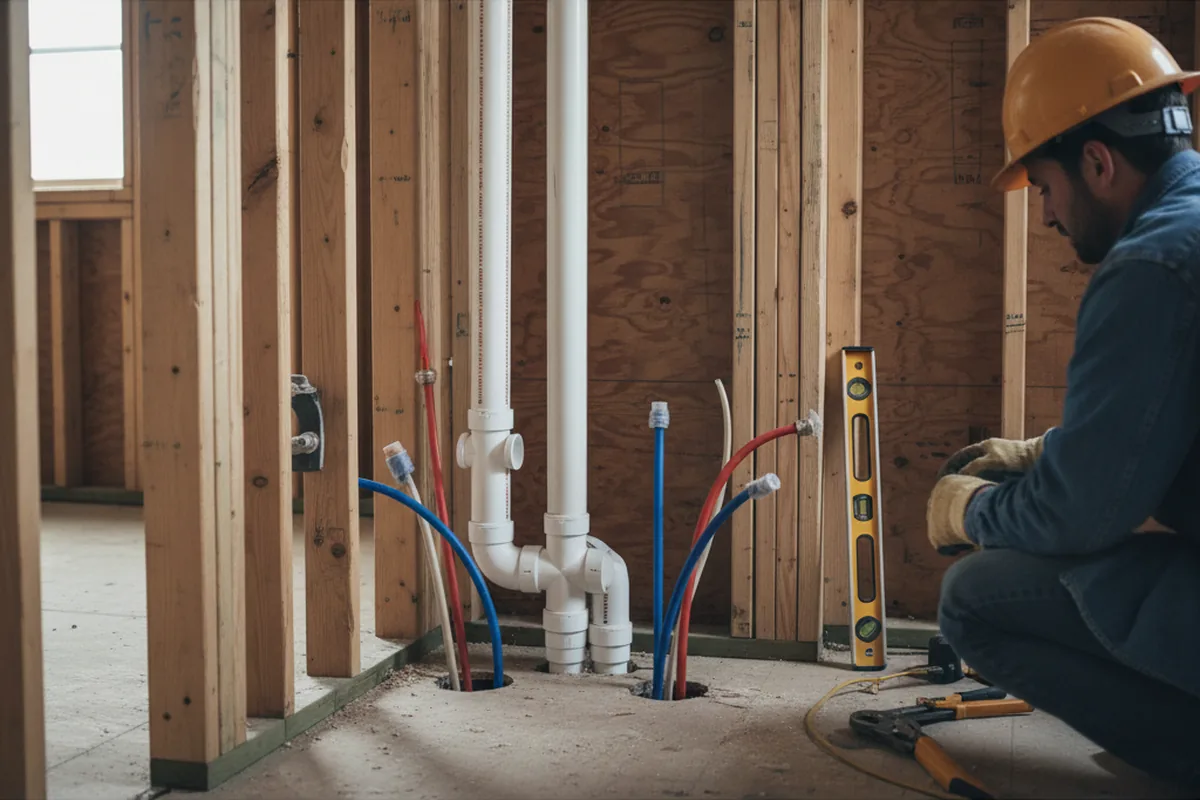 Drain and supply rough-in during Leak Detection in Schulter